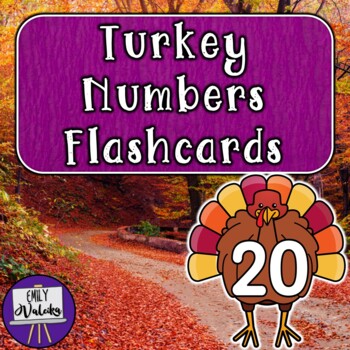 Preview of Turkey Numbers Flash Cards - Counting 0-20 for November Thanksgiving Math Center