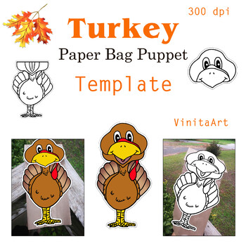 Preview of Turkey Paper Bag Puppet Craft Template