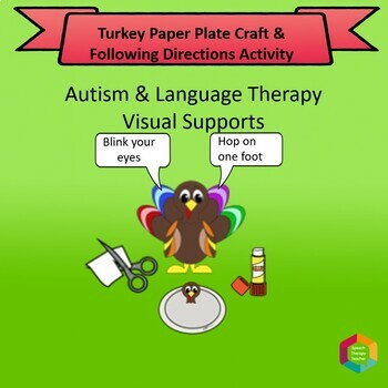 Preview of Turkey Paper Plate Craft and Speech Therapy Lesson Plans with Visual Support