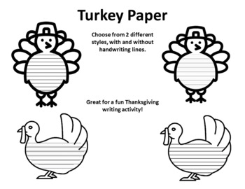 Turkey Paper Turkey Writing Paper Thanksgiving Lined Writing Template Paper