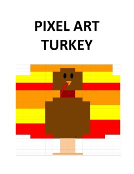 Turkey Pixel Art by Robin Brunner | Teachers Pay Teachers