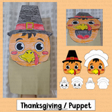 Turkey Puppet Thanksgiving Paper Bag Template Craft Pilgri