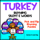 Thanksgiving Phonics Activity - Turkey Silent e Rhyming Wo