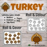 Turkey Roll & Colour Cover - Subitizing Math Game Dice Num