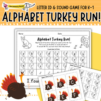 Preview of Turkey Run! Alphabet Phonics Center | Letter ID & Sounds Game for K-1 Literacy