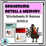 Turkey Sequencing, Recall and Memory Game Activities Bundle
