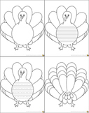THANKSGIVING Turkey Shape Book: Lined, Primary Lines, Blan
