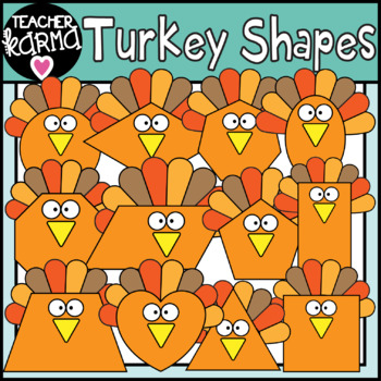 Preview of Turkey Shapes Math Clipart for Thanksgiving