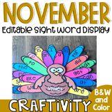 Thanksgiving Crafts for Kindergarten | Editable Sight Word