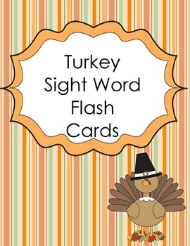 Preview of Turkey Sight Word Flash Cards