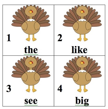 Preview of Editable Turkey Sight Word Search