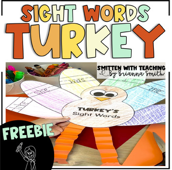 Preview of Thanksgiving Turkey Sight Word and Spelling Words Craft November FREEBIE