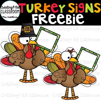 Preview of Turkey Signs Clipart FREEBIE {Turkey Clipart}