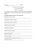 Turkey Story Planning Sheet