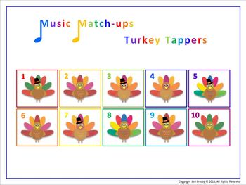 Preview of Turkey Tappers, Level 1 - Music Memory Game for Class or Center