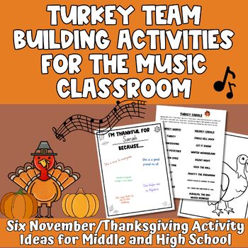 Turkey Team Building Activities for the Music Classroom in November!