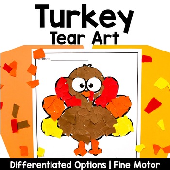 Preview of Turkey Tear Art Craft | November Craft | Fine Motor