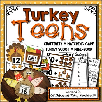 Preview of Turkey Teens  |  Thanksgiving Turkey Teen Numbers 11-19