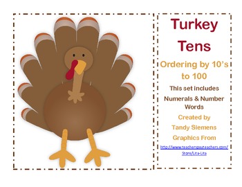 Preview of Turkey Tens Ordering Numbers And Counting By 10's