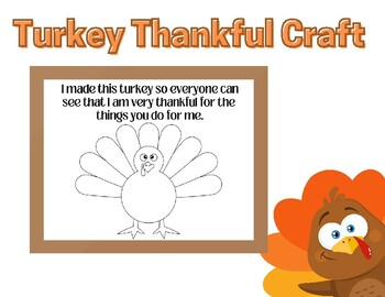 Preview of Turkey Thankful Craft (Social Emotional Learning, Art, and Fine Motor Activity)