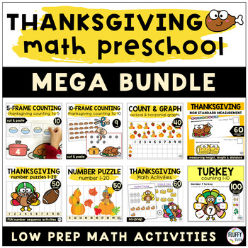 Preview of Fall and Thanksgiving Math Activities and Printables Centers Preschool BUNDLE