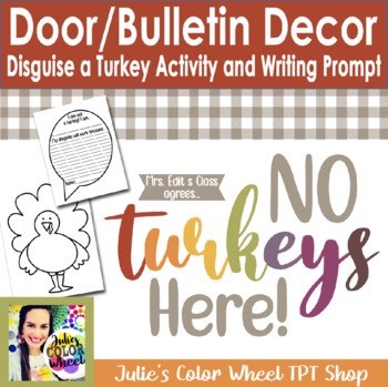 Preview of Turkey Thanksgiving Door Bulletin Board Decor Decorations plus Craft Writing