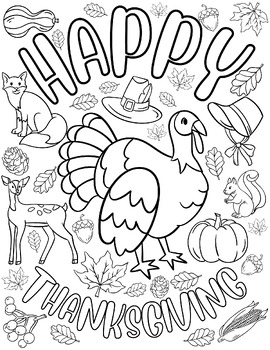 Turkey Thanksgiving November Coloring Page FREEBIE! by HelloBritaney