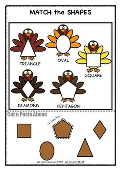 Preview of Turkey Theme Shape Sorting Puzzle - NO PREP Math Activities, Puzzles, POSTERS