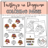 Turkey Themed Coloring Pages for Thanksgiving Speech Therapy 