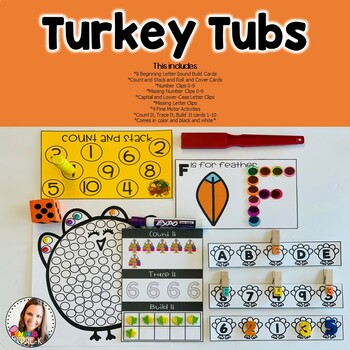 Preview of Turkey Themed Morning Tubs for PreK/K