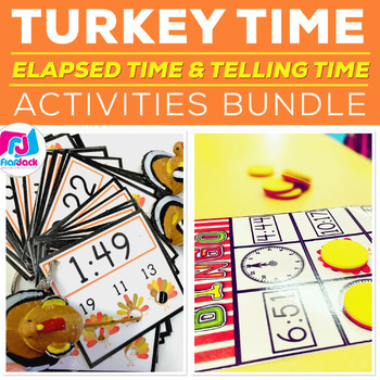 Preview of Elapsed Time and Telling Time Centers | Thanksgiving Theme