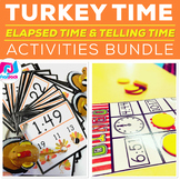 Elapsed Time and Telling Time Centers | Thanksgiving Theme