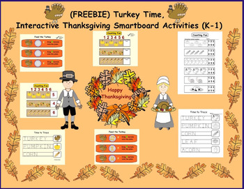 Preview of (FREEBIE) Turkey Time, Interactive Thanksgiving Smartboard Activities