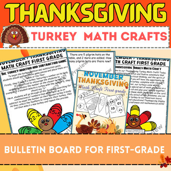 Preview of Turkey Time Math Crafts: Bulletin Board for First-Grade