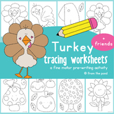 Turkey Tracing Pages for Thanksgiving Activities and Fall