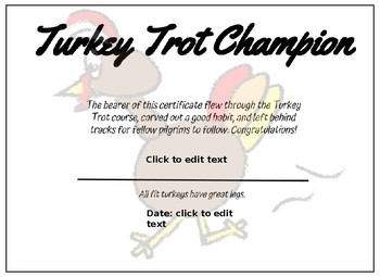 Preview of Turkey Trot Certificate