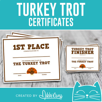 Preview of Turkey Trot Certificates and Awards