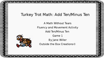 Preview of Turkey Trot Math: Add Ten/Subtract Ten Game 1