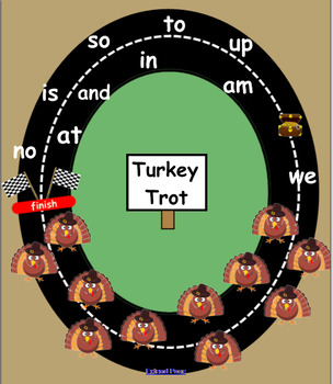 Preview of Turkey Trot Sight Word Smart Board game