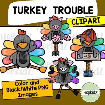 Preview of Turkey Trouble CLIPART, Turkeys in Disguise Images, Thanksgiving, Dress Up
