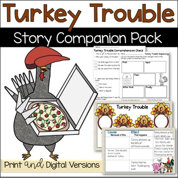 Preview of Turkey Trouble Companion Pack - Print and Digital Thanksgiving Activities
