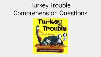 Preview of Turkey Trouble Comprehension ?'s- Google slides- Remote Learning- Thanksgiving