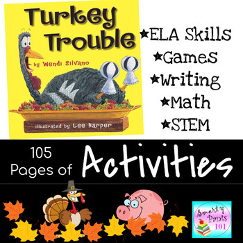 Preview of Turkey Trouble - Literacy, Writing, and Math Activities - Thanksgiving