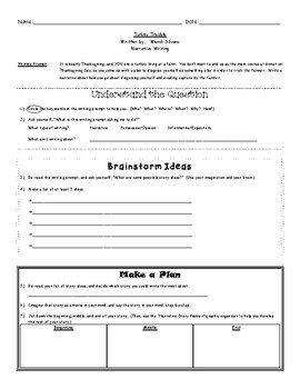 Preview of Turkey Trouble Narrative Writing Beginning Graphic Organizer