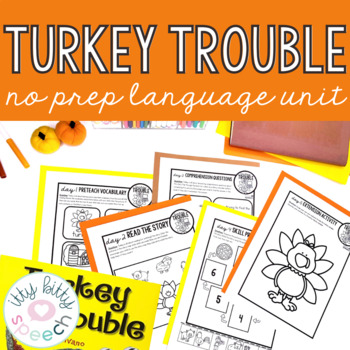 Preview of Turkey Trouble No Prep Book Buddy Speech & Language Therapy Homework