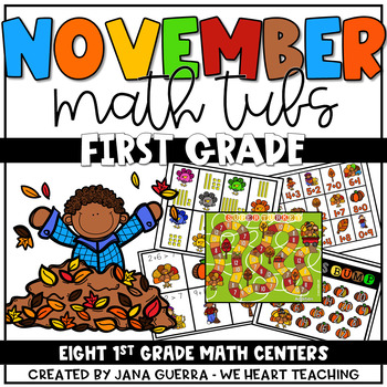 Preview of November Math Centers: FIRST GRADE