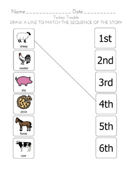 Turkey Trouble-Sequencing and Matching Worksheets | TpT