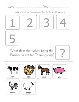 Turkey Trouble-Sequencing and Matching Worksheets | TpT