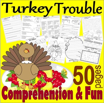 Preview of Turkey Trouble Thanksgiving Read Aloud Book Study Companion Comprehension Fun