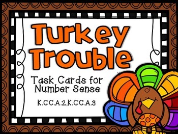 Preview of Turkey Trouble Thanksgiving Task Cards for Number Sense